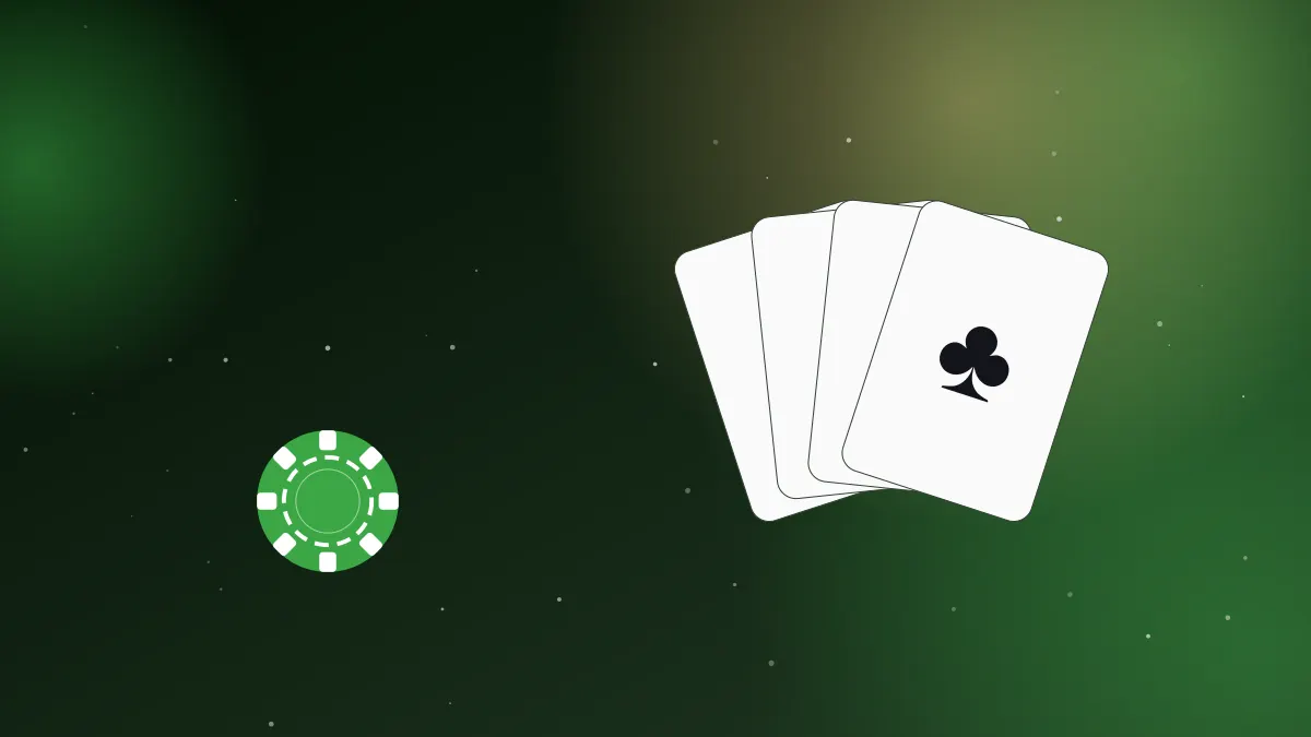Illustration of playing cards and chips representing casino games